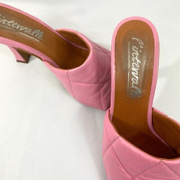 L'INTERVALLE PINK FAUX LEATHER QUILTED HEELED SANDALS - 8 - Picture 9 of 9